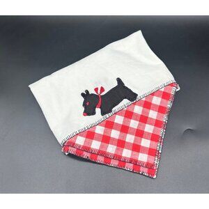 Vintage Tablecloth Scottie Dogs Red Gingham Handkerchief Handmade Kitsch Small